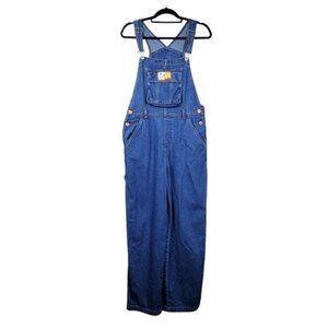 Disney Womens Just Pooh Patch Blue Denim Jean Overalls Size M